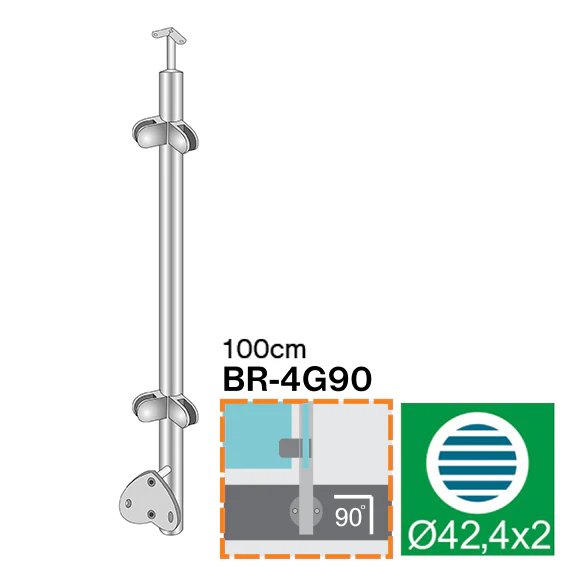 Stainless steel pole AISI304, D42,4/4xmodel22/H100 - Image 2