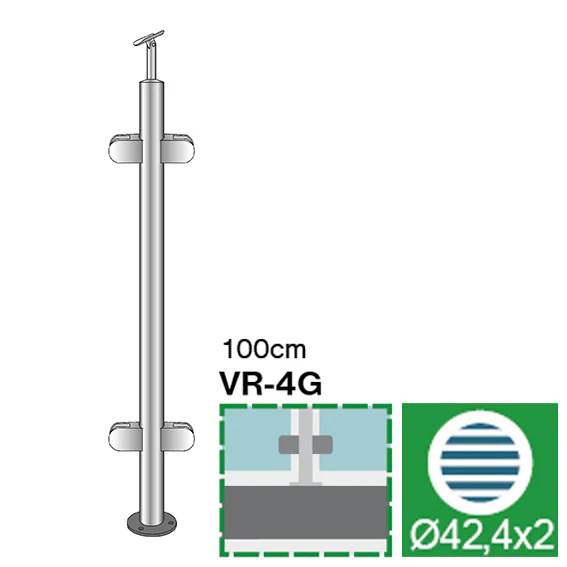 Stainless steel pole AISI304, D42,4x2/4xmodel20/H1 - Image 2