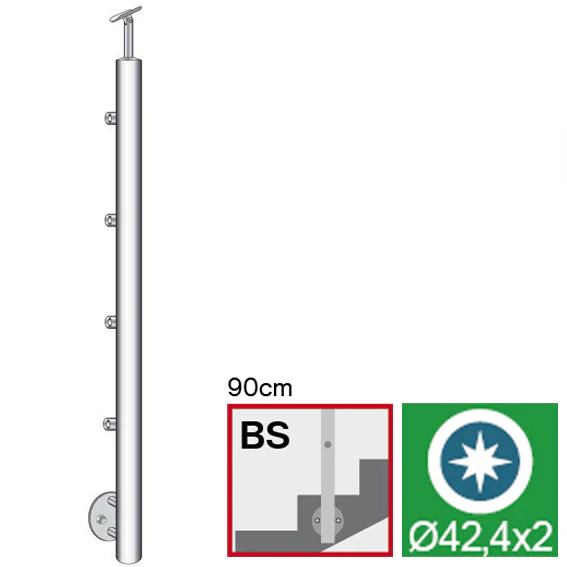 Stainless steel pole, BK-stairs, polished AISI304, - Image 2