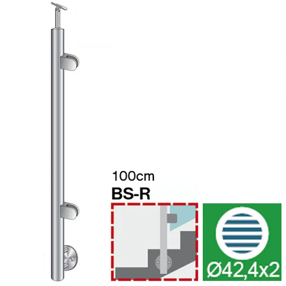 Stainless steel pole, BK-stairs, right AISI304, D4 - Image 2