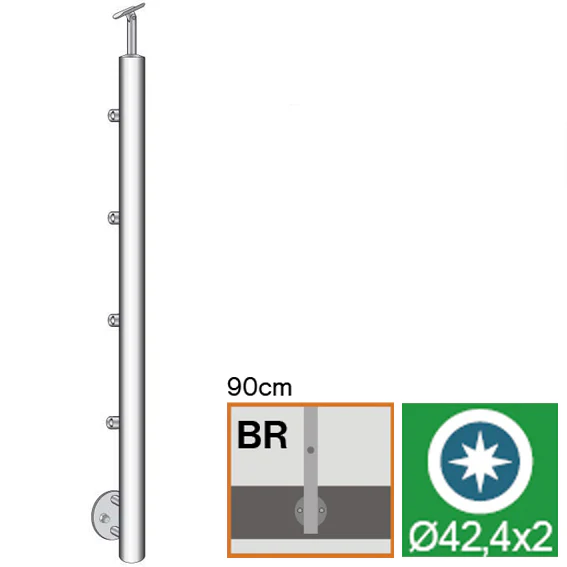 Stainless steel pole, BK-straight AISI304, D42,4x2 - Image 2