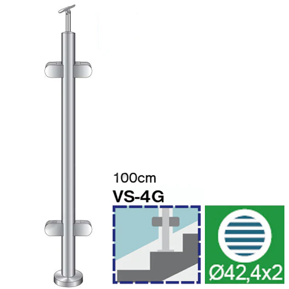 Stainless steel pole, VK-staircase, AISI304, D42,4 - Image 2