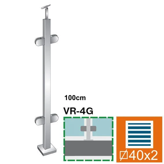 Stainless steel pole, VK-straight AISI304, 40x40x2 - Image 2