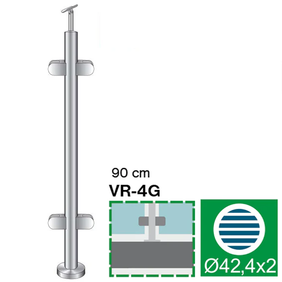 Stainless steel pole, VK-straight AISI304, D42,4/4 - Image 2