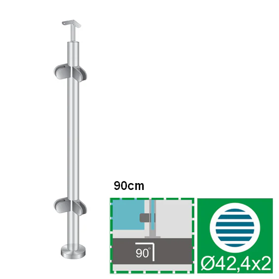 Stainless steel pole, VK-straight AISI304, D42,4/4 - Image 2