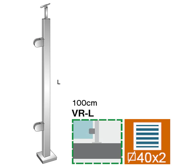 Stainless steel pole, VK-straight, left AISI304, 4 - Image 2