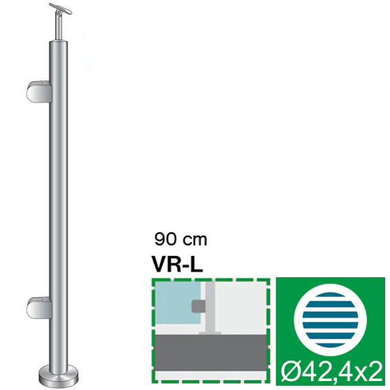 Stainless steel pole, VK-straight, left AISI304, D - Image 2