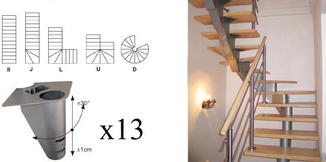 Staircase SEGMENT V 2640-2400mm, set 13x segment