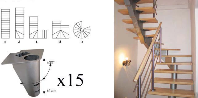 Staircase SEGMENT V 3020-2740mm, set 15x segment