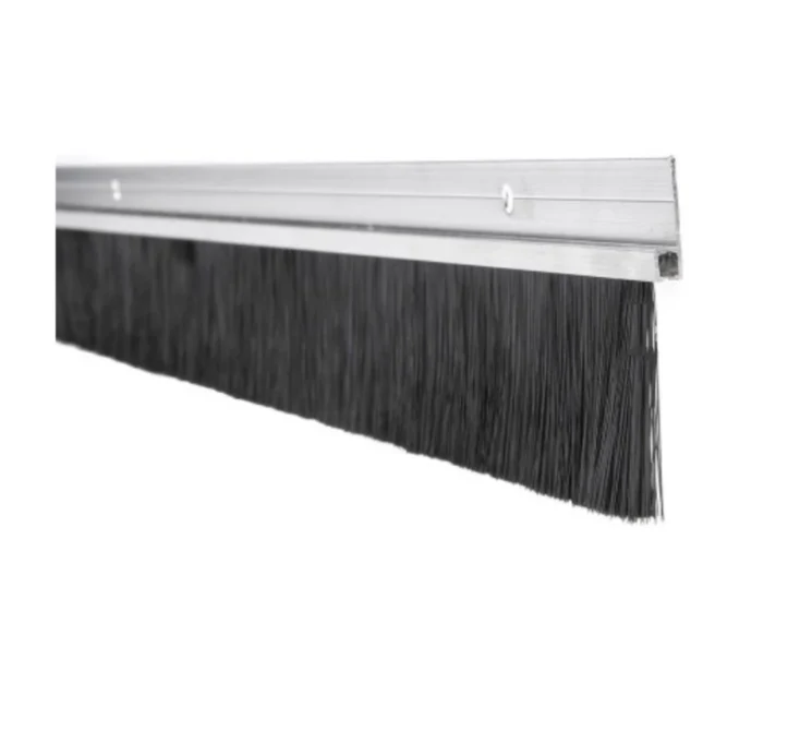 Aluminum sealing strip with brush for doors and gates