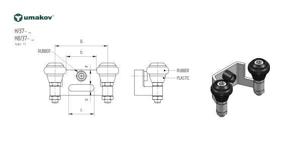 Upper end stop for cantilever gate, Inox, b60mm - Image 2
