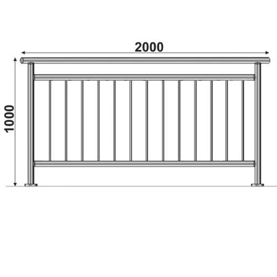 Vertical railing VR AISI304, D42,4/d12vertical/H10 - Image 2
