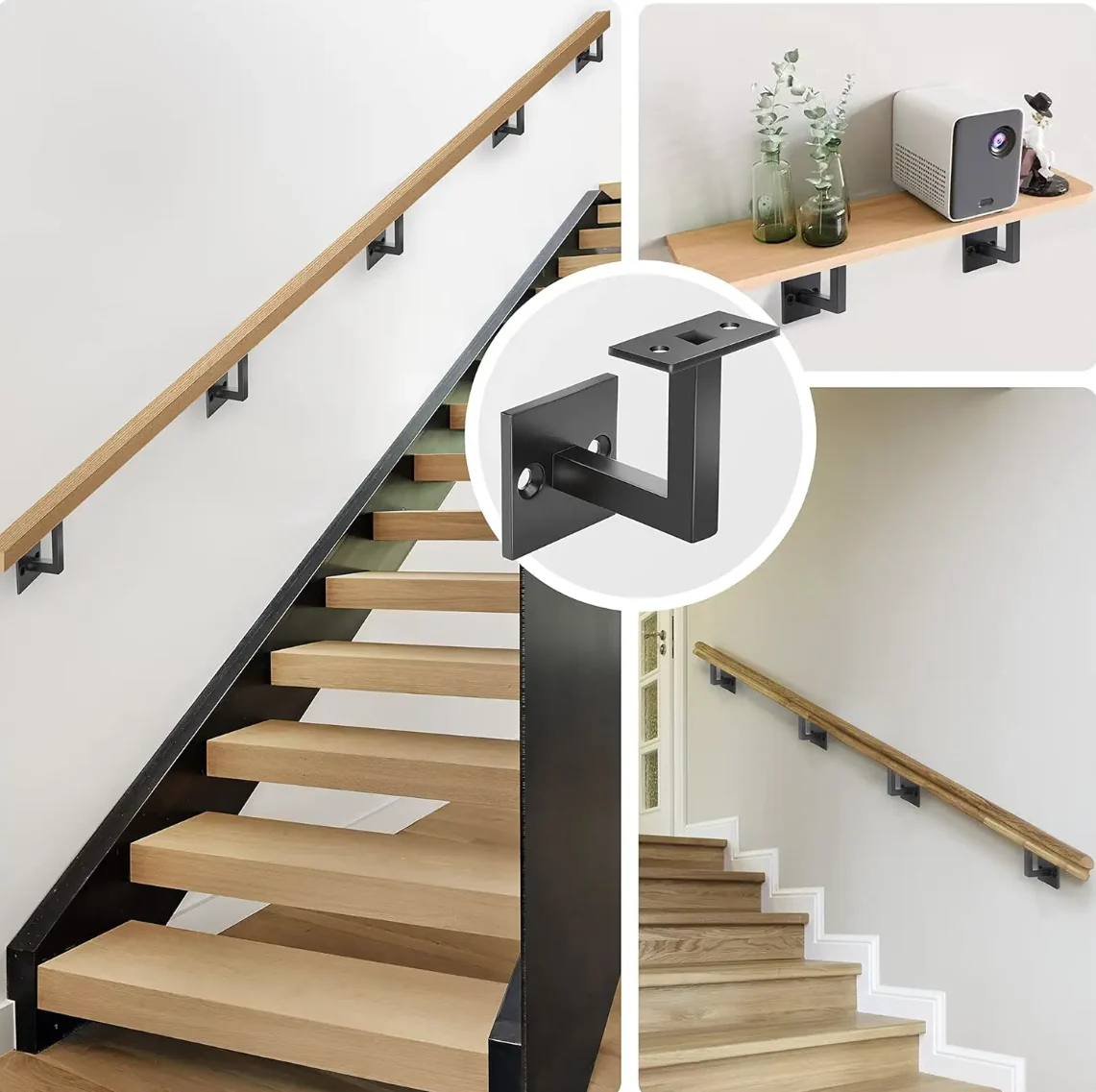 Wall handrail bracket - adjustable, black, Fe - Image 2