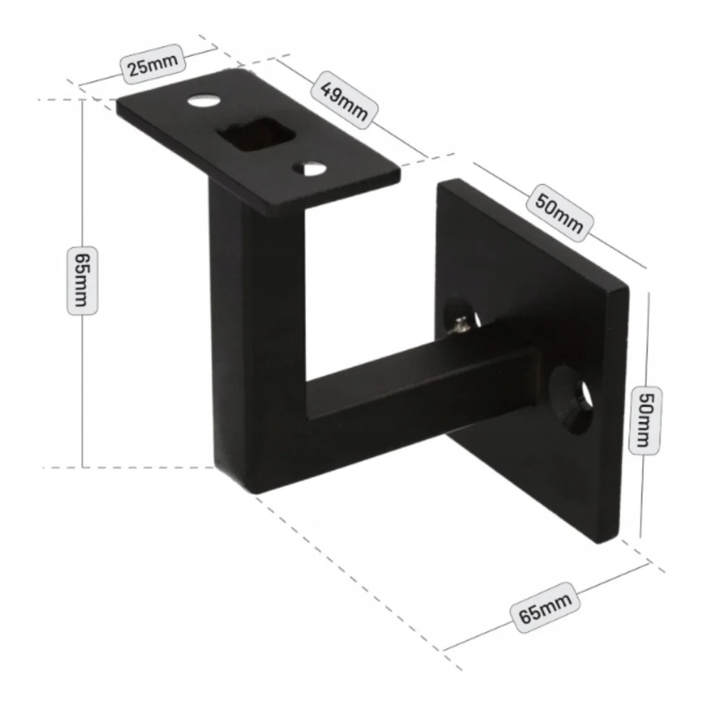 Wall handrail bracket, black, Fe - Image 2