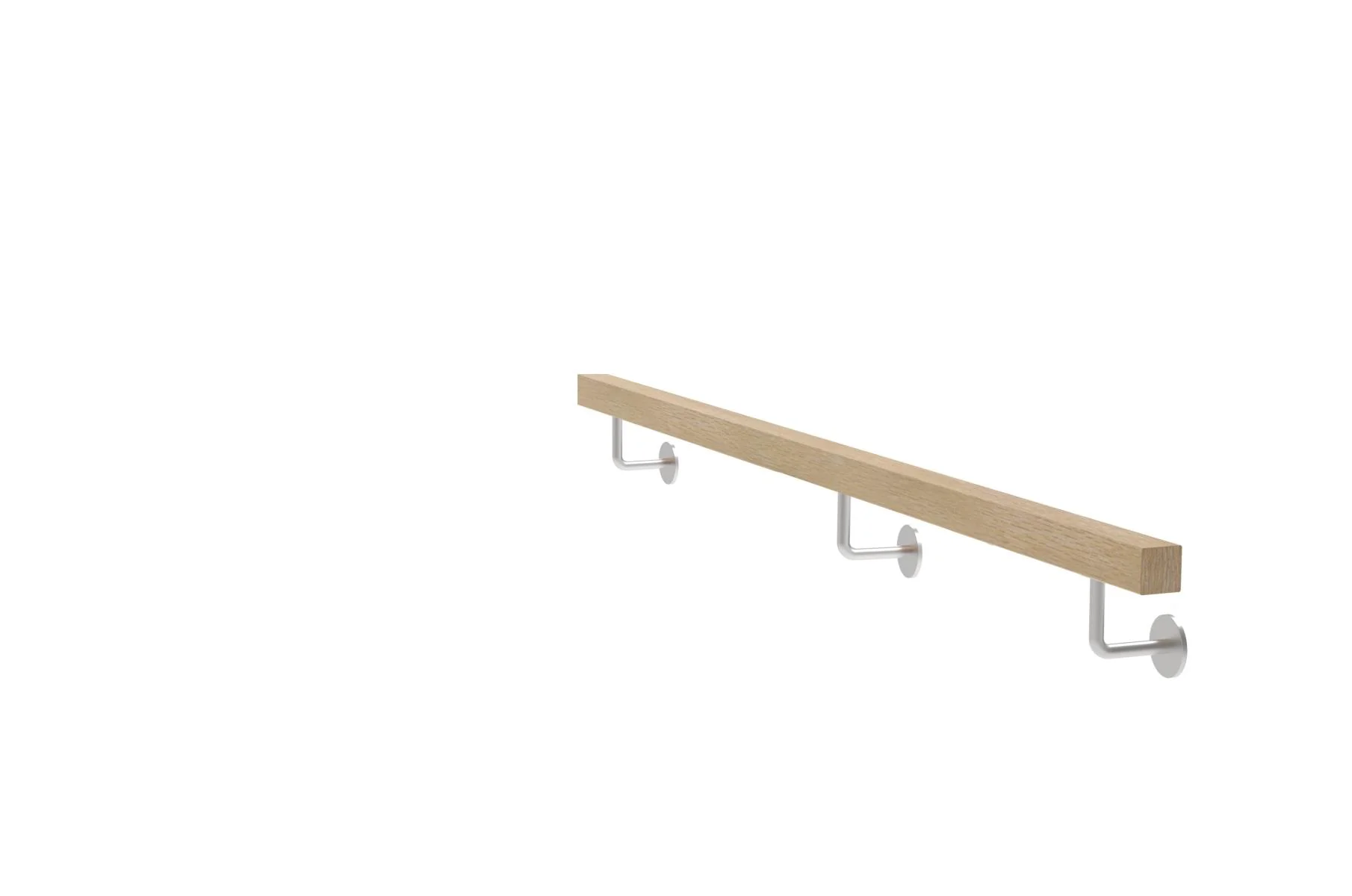 Wooden handrail OAK and stainless steel brackets, JP40x40mm/L2000mm