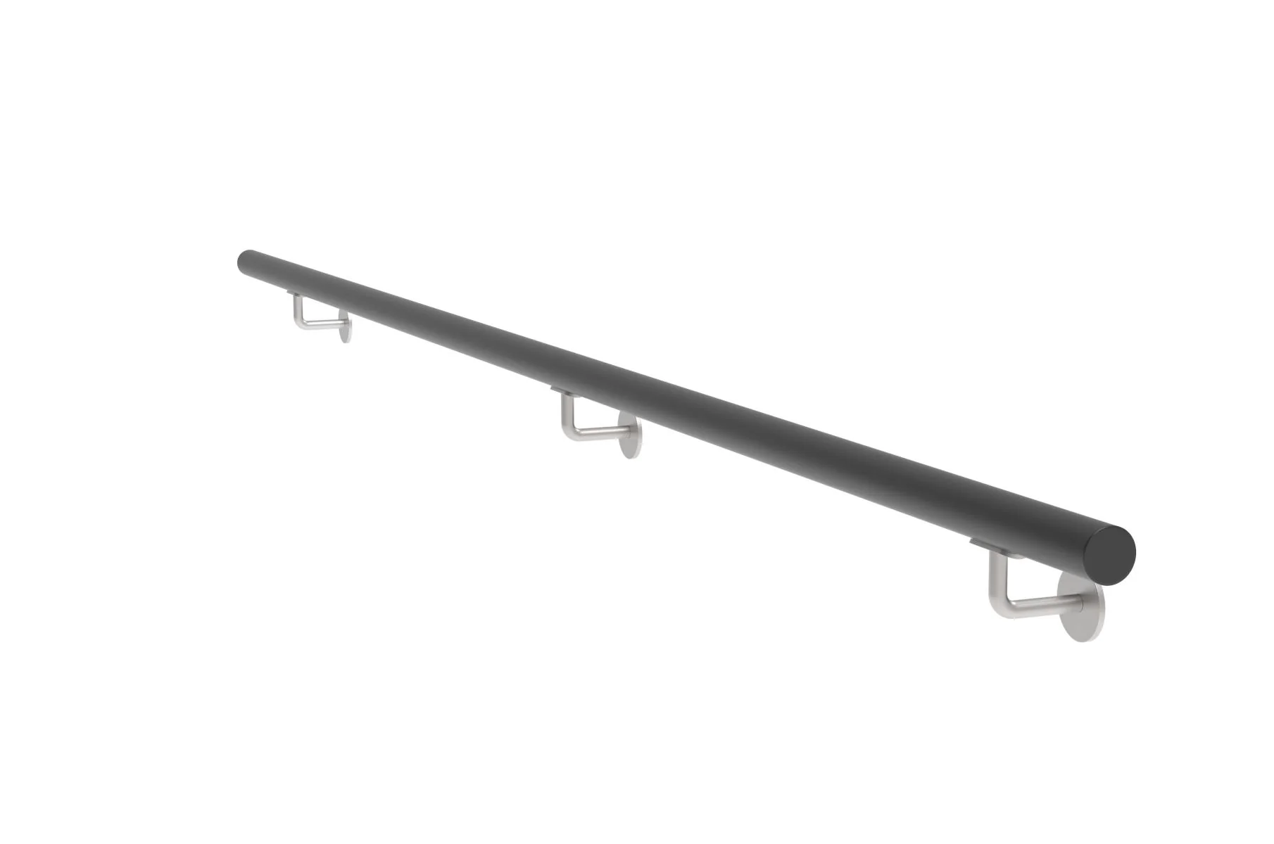 Wooden handrail BEECH - black and stainless steel holders, L3000mm