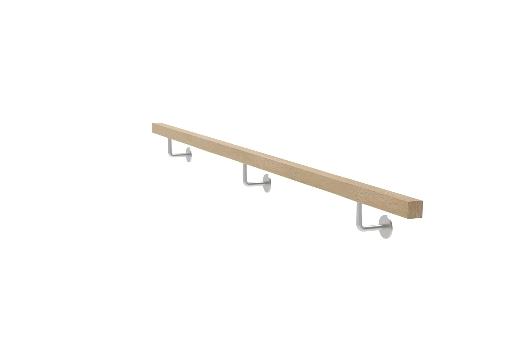 Wooden handrail OAK - FINGER-JOINTED and stainless steel holders, JP40x40mm/L2500mm
