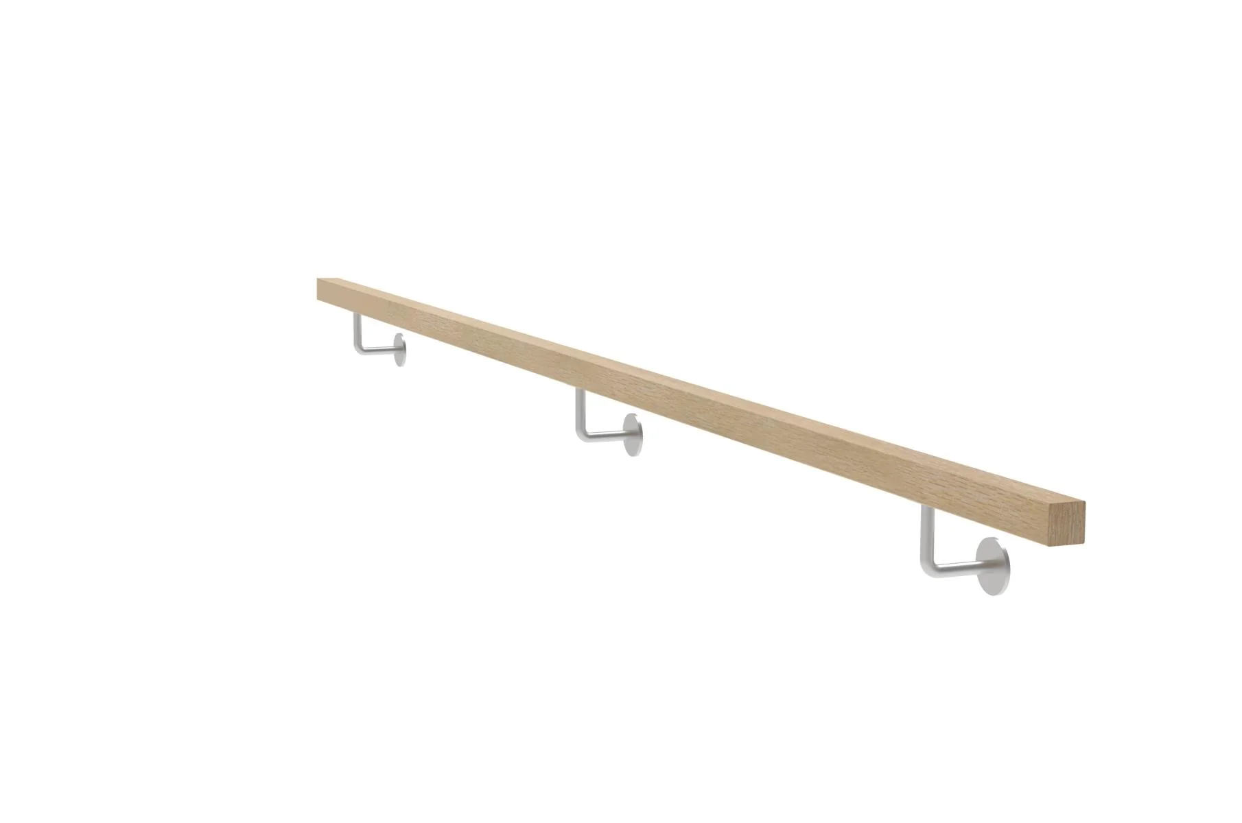 Wooden handrail OAK - FINGER JOINT and stainless steel holders, JP40x40mm/L3000mm 